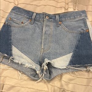 Levi's Blue Jean Shorts High-Waisted Distressed